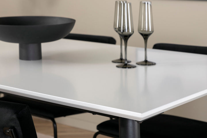 Venture Home Jimmy Dining Table - Black / White HPL+Kenth Chair - Black / Black Velvet_4