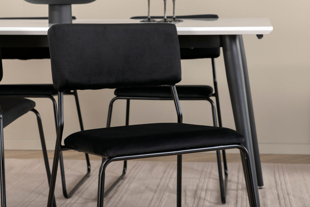 Venture Home Jimmy Dining Table - Black / White HPL+Kenth Chair - Black / Black Velvet_4