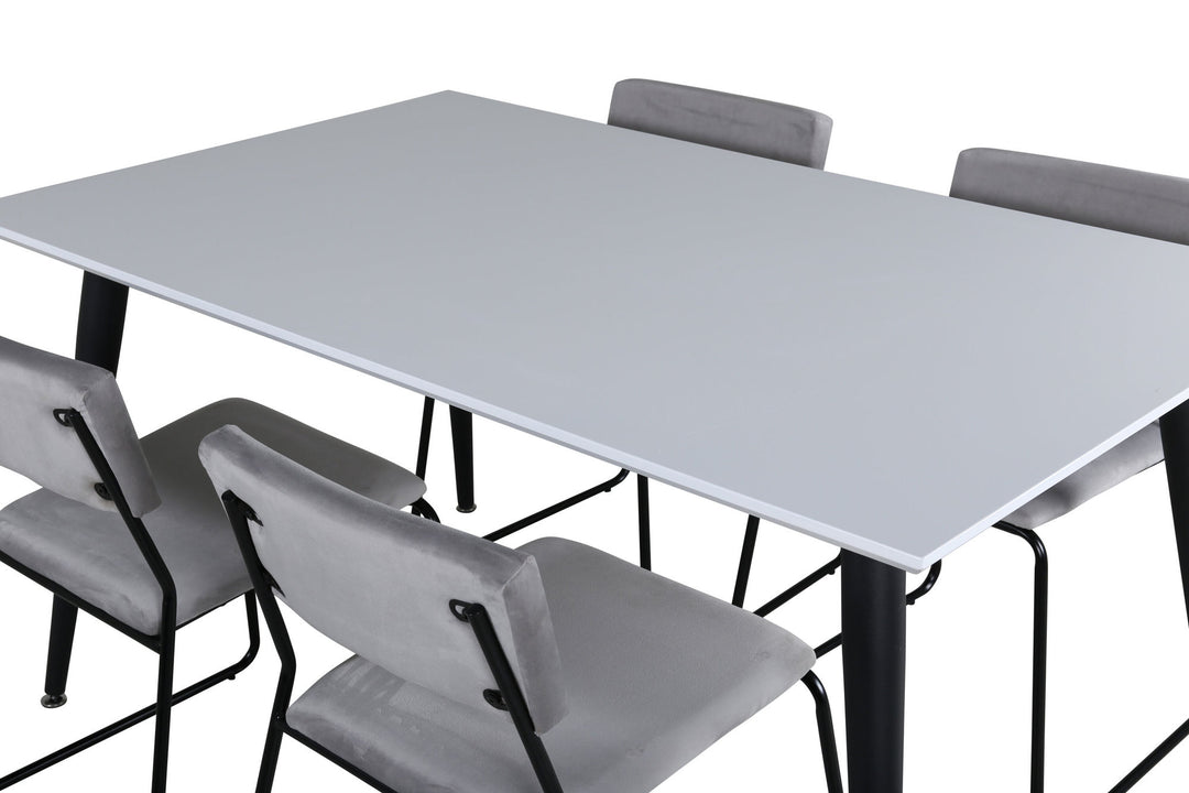 Venture Home Jimmy Dining Table - Black / White HPL+Kenth Chair - Black / Light Grey Velvet_4