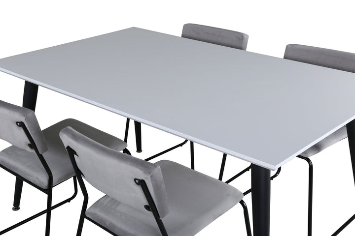 Venture Home Jimmy Dining Table - Black / White HPL+Kenth Chair - Black / Light Grey Velvet_4