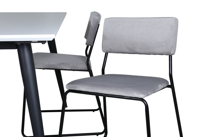 Venture Home Jimmy Dining Table - Black / White HPL+Kenth Chair - Black / Light Grey Velvet_4