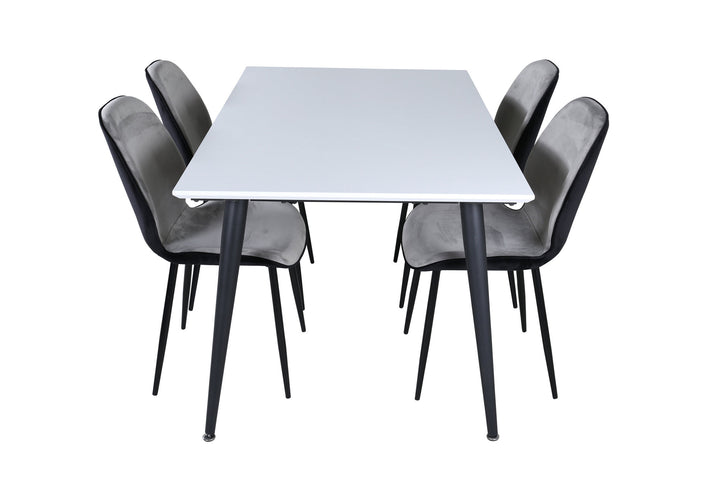 Venture Home Jimmy Dining Table - Black / White HPL+Emma Chair - Black / Black and Light Grey Black Velvet in Back Grey Velvet in front_4
