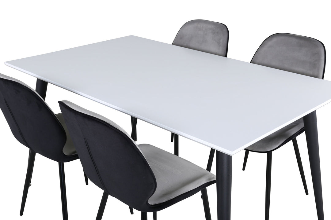 Venture Home Jimmy Dining Table - Black / White HPL+Emma Chair - Black / Black and Light Grey Black Velvet in Back Grey Velvet in front_4