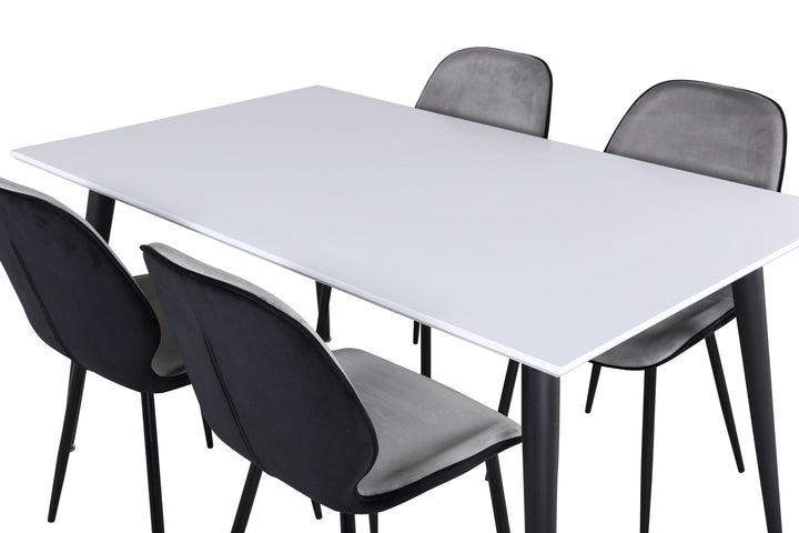 Venture Home Jimmy Dining Table - Black / White HPL+Emma Chair - Black / Black and Light Grey Black Velvet in Back Grey Velvet in front_4