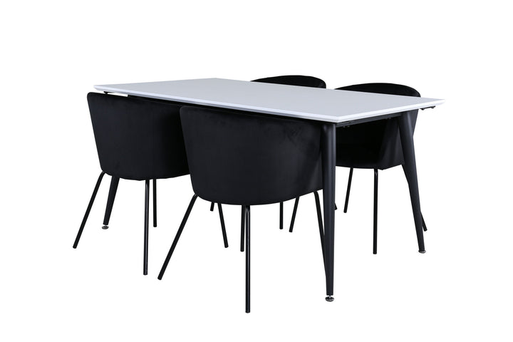 Venture Home Jimmy Dining Table - Black / White HPL+Berit Chair - Black / Black Velvet_4