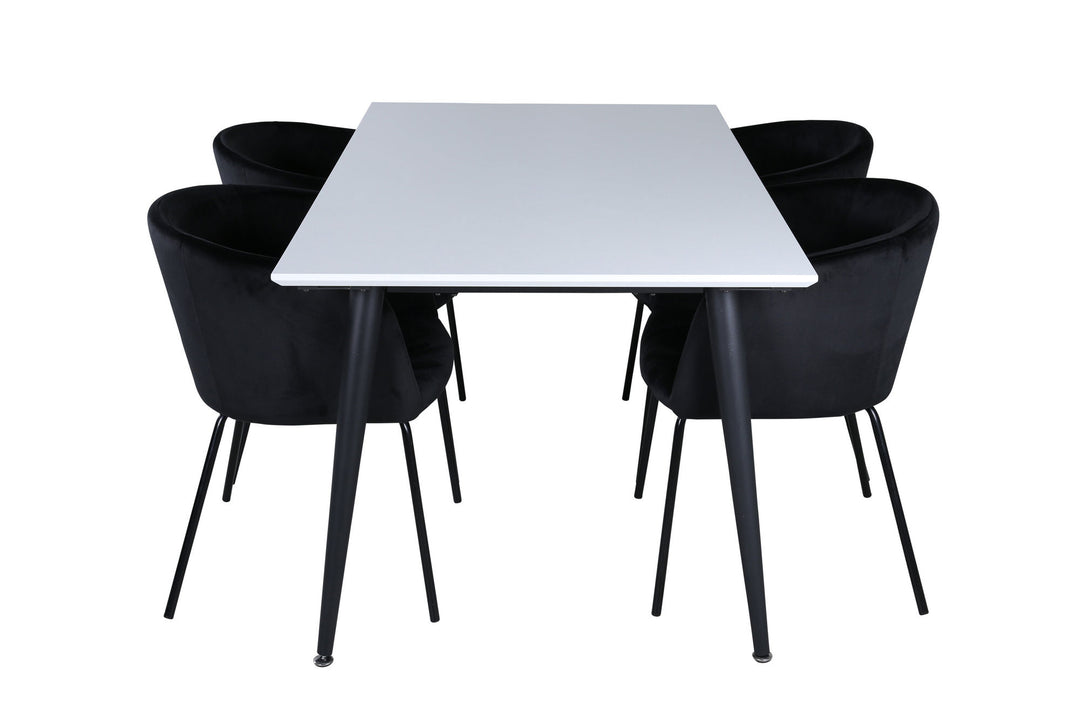 Venture Home Jimmy Dining Table - Black / White HPL+Berit Chair - Black / Black Velvet_4
