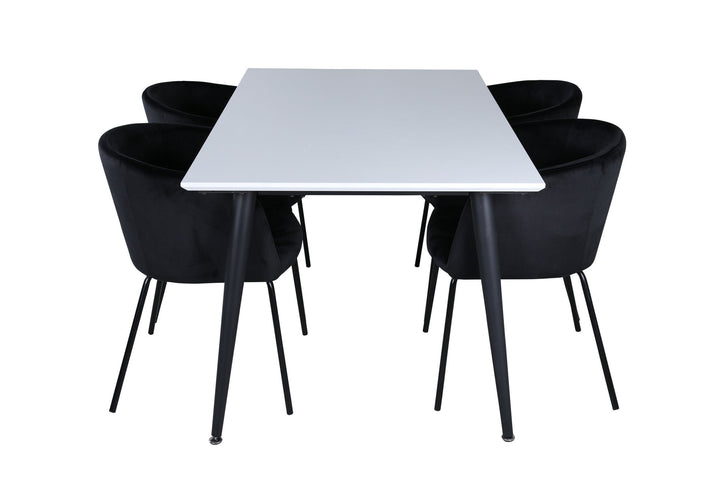 Venture Home Jimmy Dining Table - Black / White HPL+Berit Chair - Black / Black Velvet_4