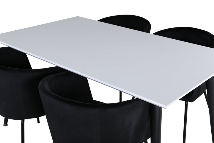 Venture Home Jimmy Dining Table - Black / White HPL+Berit Chair - Black / Black Velvet_4