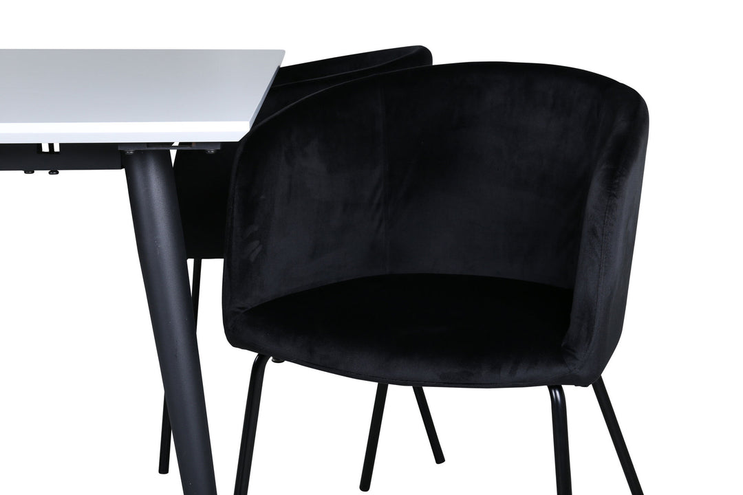 Venture Home Jimmy Dining Table - Black / White HPL+Berit Chair - Black / Black Velvet_4