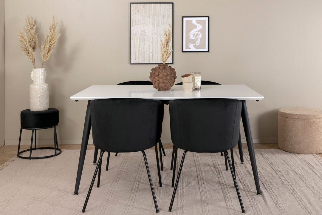 Venture Home Jimmy Dining Table - Black / White HPL+Berit Chair - Black / Black Velvet_4