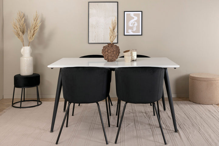 Venture Home Jimmy Dining Table - Black / White HPL+Berit Chair - Black / Black Velvet_4