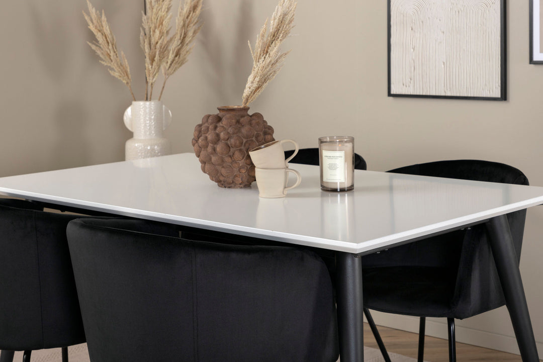 Venture Home Jimmy Dining Table - Black / White HPL+Berit Chair - Black / Black Velvet_4