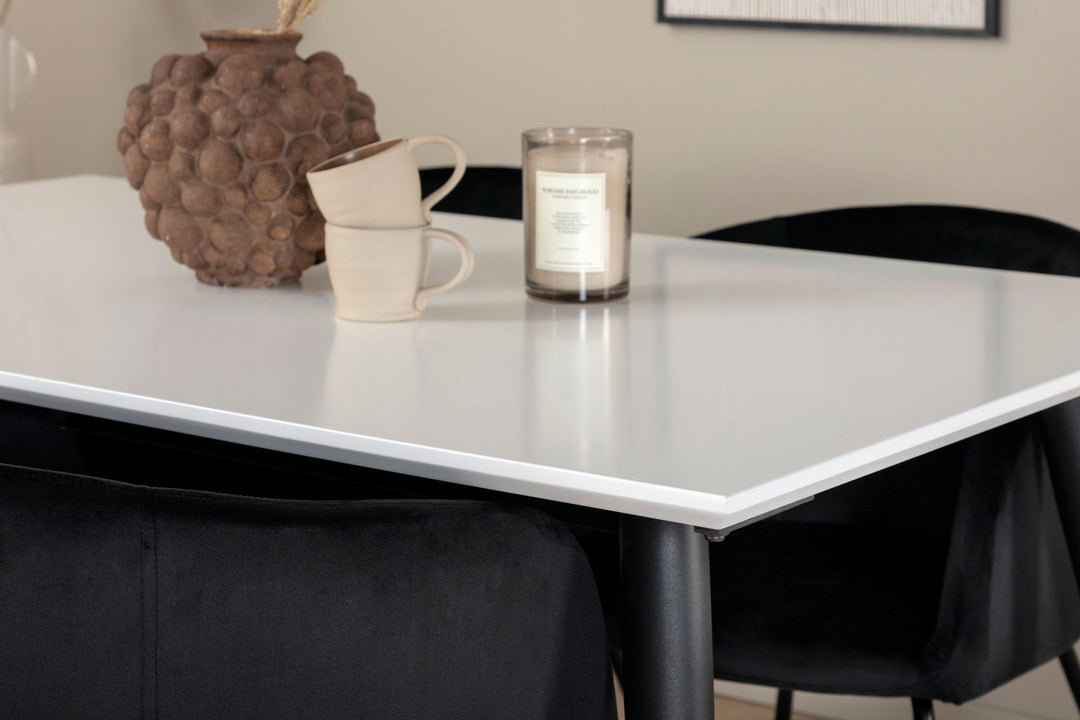Venture Home Jimmy Dining Table - Black / White HPL+Berit Chair - Black / Black Velvet_4