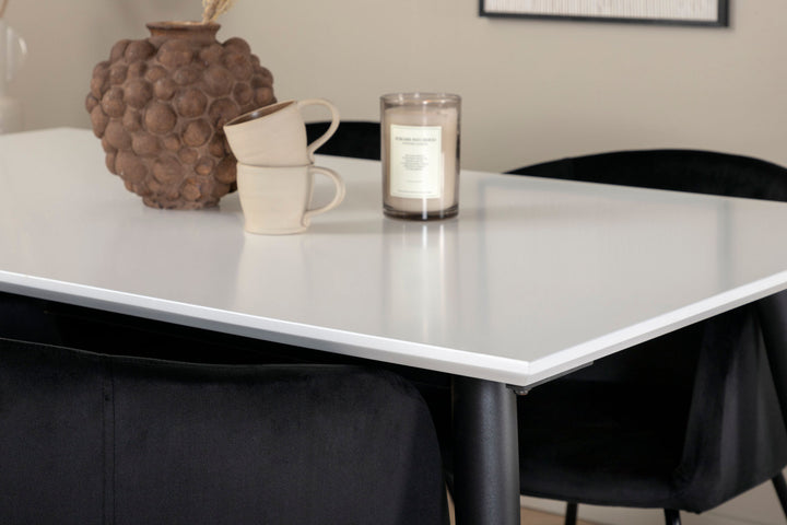 Venture Home Jimmy Dining Table - Black / White HPL+Berit Chair - Black / Black Velvet_4