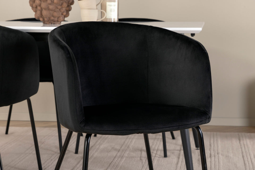 Venture Home Jimmy Dining Table - Black / White HPL+Berit Chair - Black / Black Velvet_4