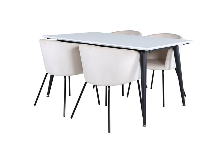 Venture Home Jimmy Dining Table - Black / White HPL+Berit Chair - Black / Beige Velvet_4