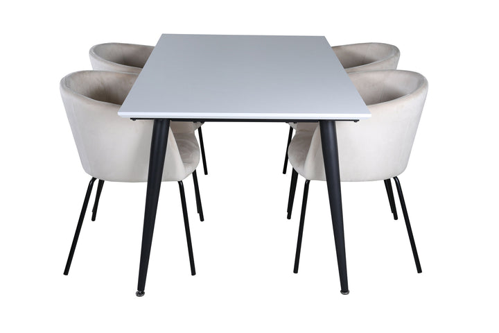 Venture Home Jimmy Dining Table - Black / White HPL+Berit Chair - Black / Beige Velvet_4