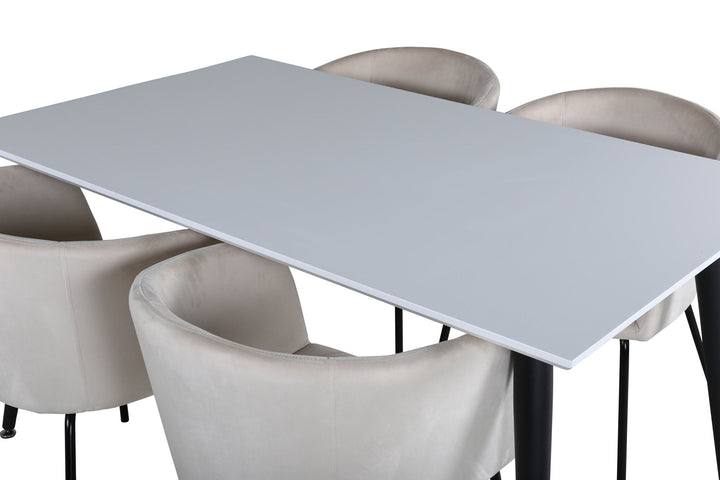Venture Home Jimmy Dining Table - Black / White HPL+Berit Chair - Black / Beige Velvet_4