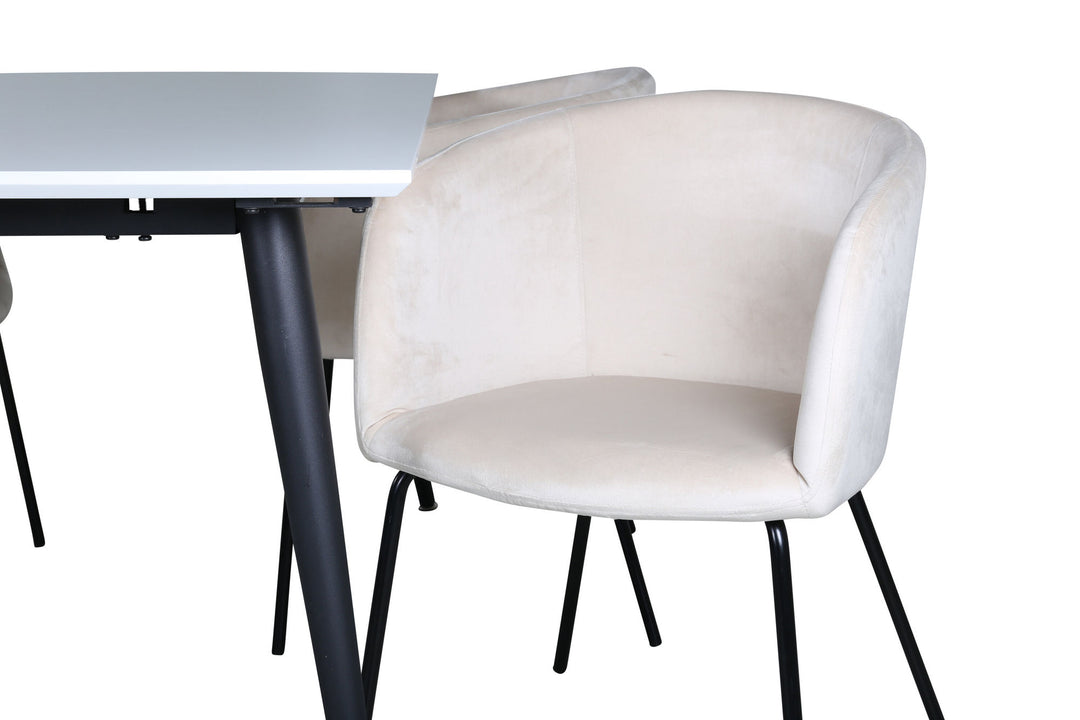 Venture Home Jimmy Dining Table - Black / White HPL+Berit Chair - Black / Beige Velvet_4
