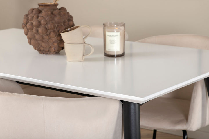 Venture Home Jimmy Dining Table - Black / White HPL+Berit Chair - Black / Beige Velvet_4