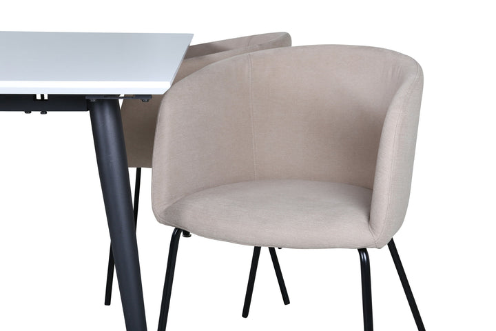 Venture Home Jimmy Dining Table - Black / White HPL+Berit Chair - Black / Beige Fabric (Polyester linen )_4
