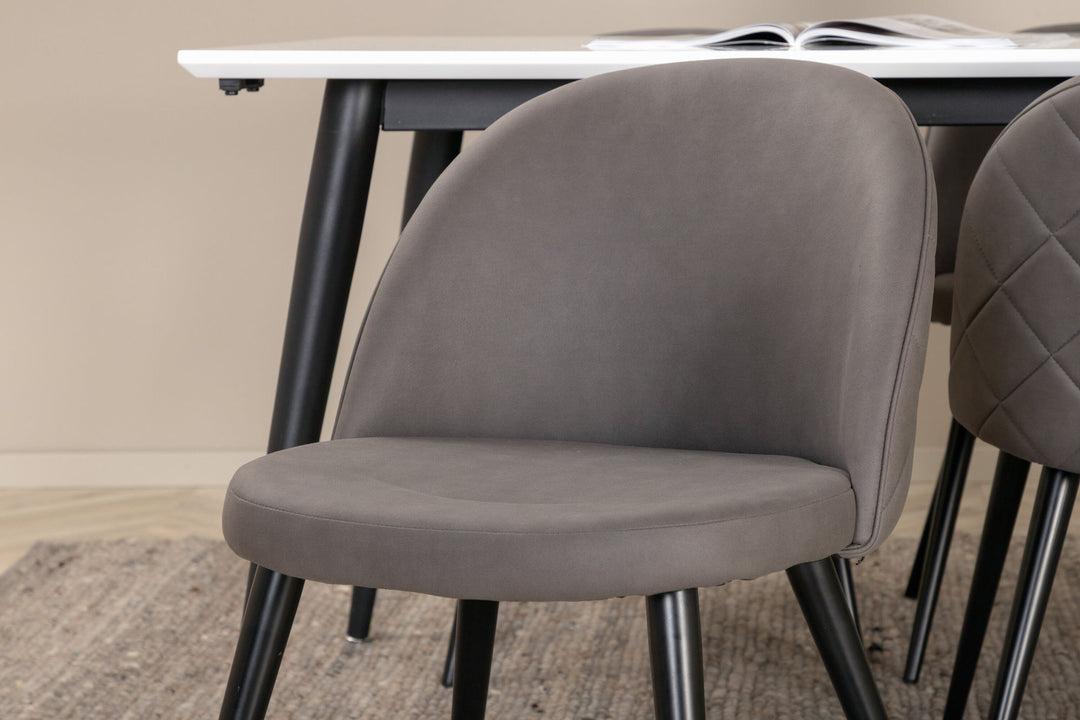 Venture Home Jimmy Dining Table - Black / White HPL+Velvet Stitches Chair - Black / Grey Micro Fibre_6