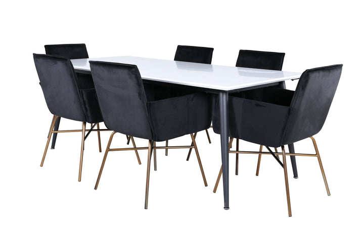 Venture Home Jimmy Dining Table - Black / White HPL+Petra Chair - Distressed Copper / Black Velvet_6