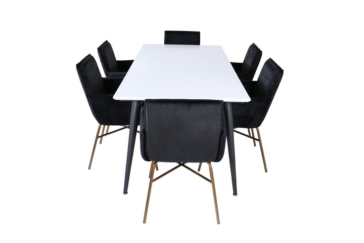 Venture Home Jimmy Dining Table - Black / White HPL+Petra Chair - Distressed Copper / Black Velvet_6