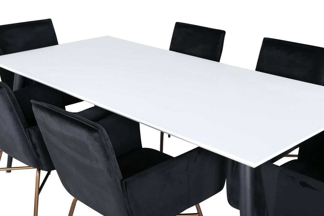Venture Home Jimmy Dining Table - Black / White HPL+Petra Chair - Distressed Copper / Black Velvet_6