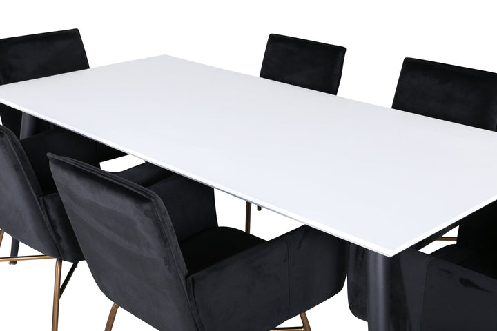 Venture Home Jimmy Dining Table - Black / White HPL+Petra Chair - Distressed Copper / Black Velvet_6