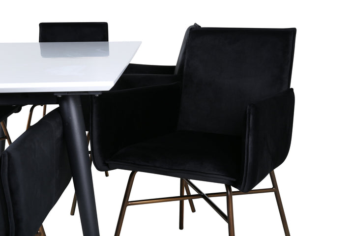 Venture Home Jimmy Dining Table - Black / White HPL+Petra Chair - Distressed Copper / Black Velvet_6