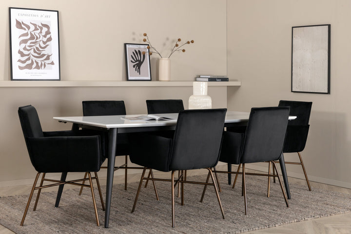 Venture Home Jimmy Dining Table - Black / White HPL+Petra Chair - Distressed Copper / Black Velvet_6