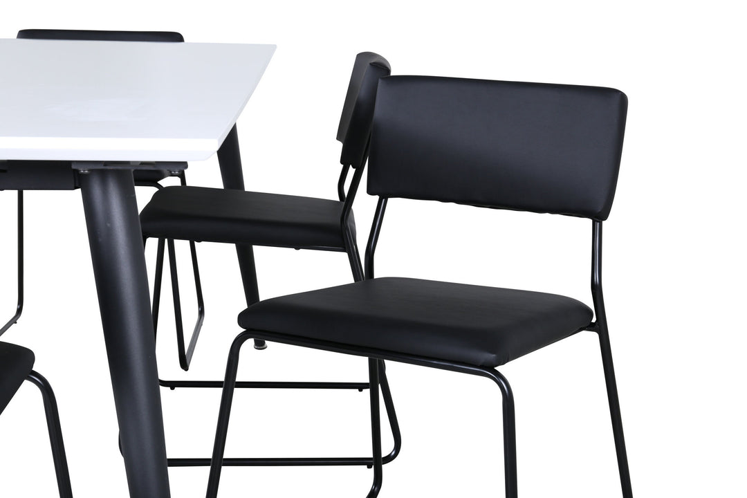 Venture Home Jimmy Dining Table - Black / White HPL+Kenth Chair - Black / Black PU_6