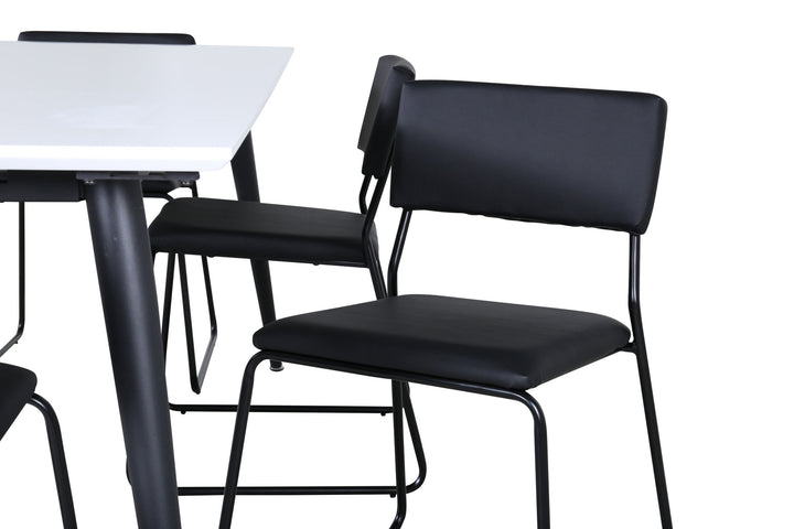 Venture Home Jimmy Dining Table - Black / White HPL+Kenth Chair - Black / Black PU_6