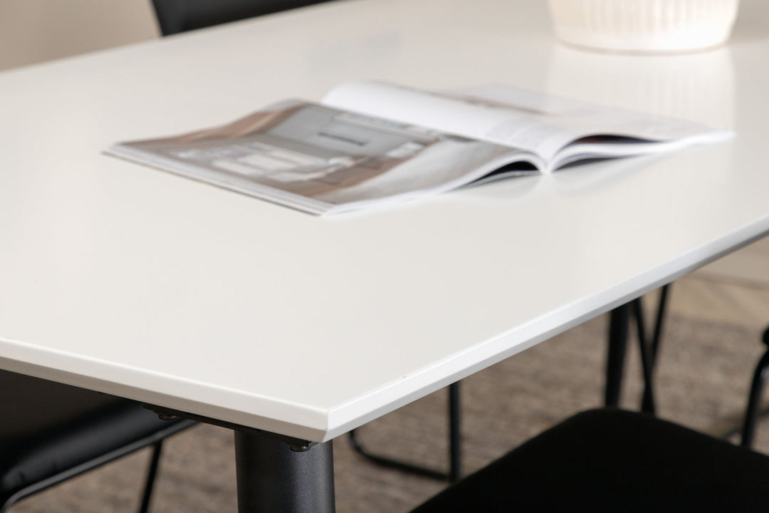 Venture Home Jimmy Dining Table - Black / White HPL+Kenth Chair - Black / Black PU_6