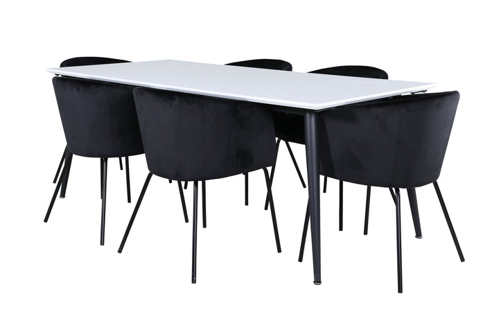 Venture Home Jimmy Dining Table - Black / White HPL+Berit Chair - Black / Black Velvet_6
