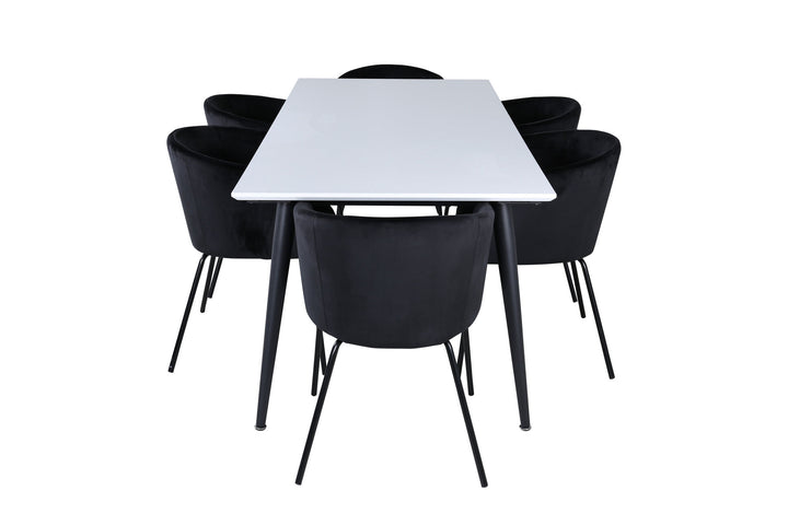 Venture Home Jimmy Dining Table - Black / White HPL+Berit Chair - Black / Black Velvet_6