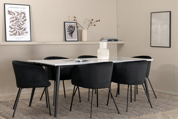 Venture Home Jimmy Dining Table - Black / White HPL+Berit Chair - Black / Black Velvet_6