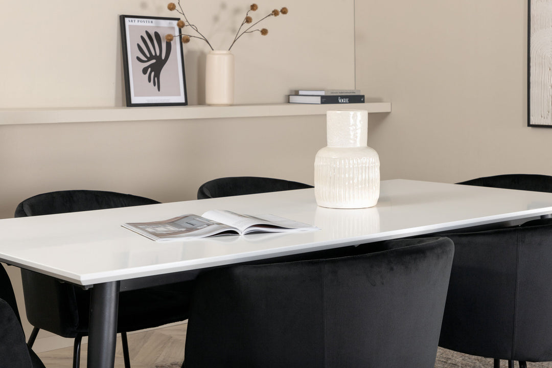 Venture Home Jimmy Dining Table - Black / White HPL+Berit Chair - Black / Black Velvet_6