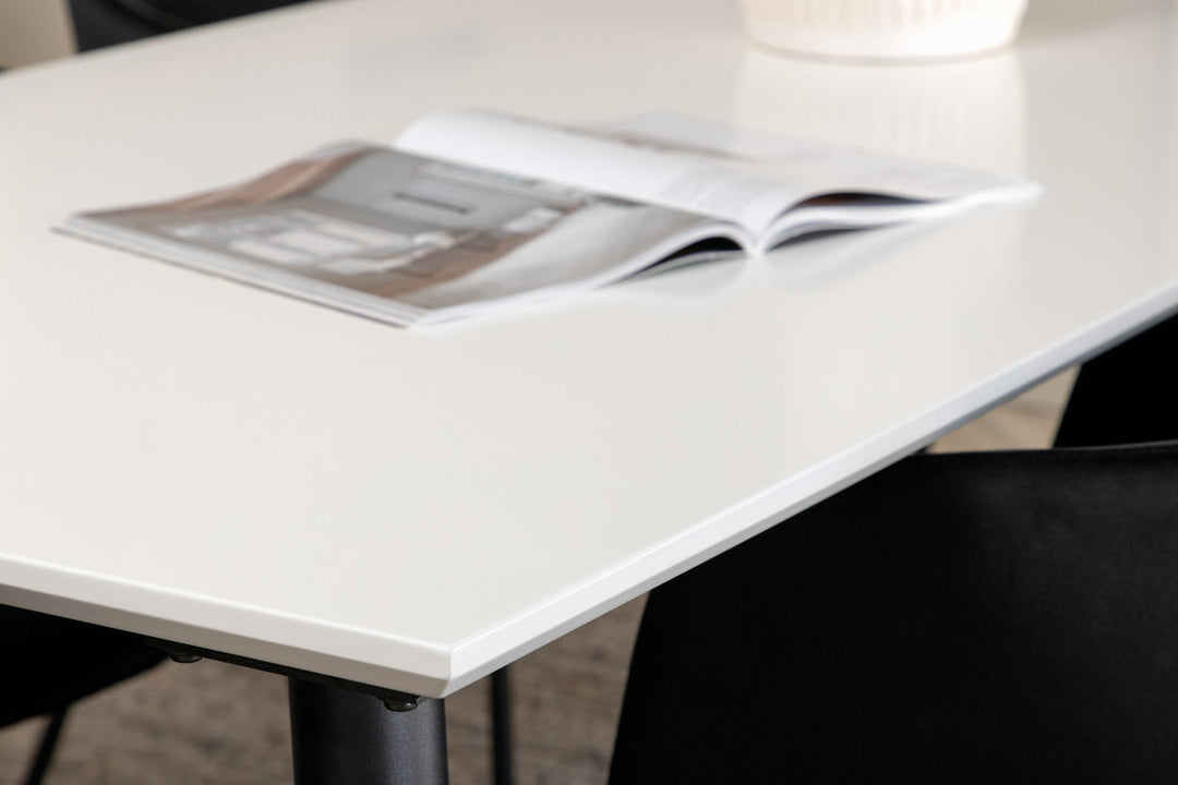 Venture Home Jimmy Dining Table - Black / White HPL+Berit Chair - Black / Black Velvet_6