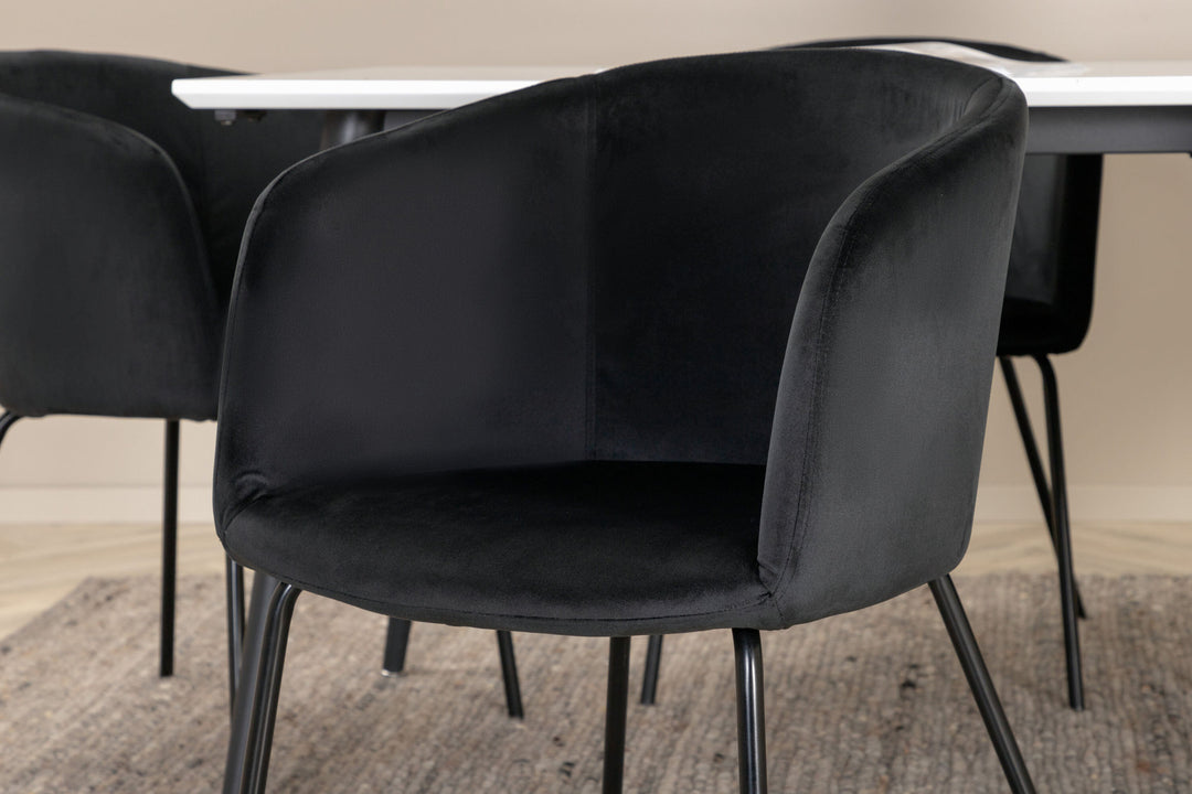 Venture Home Jimmy Dining Table - Black / White HPL+Berit Chair - Black / Black Velvet_6