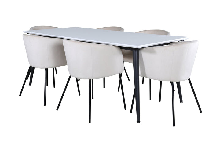 Venture Home Jimmy Dining Table - Black / White HPL+Berit Chair - Black / Beige Velvet_6