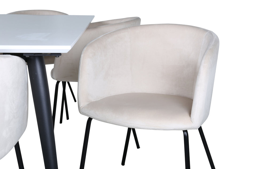 Venture Home Jimmy Dining Table - Black / White HPL+Berit Chair - Black / Beige Velvet_6
