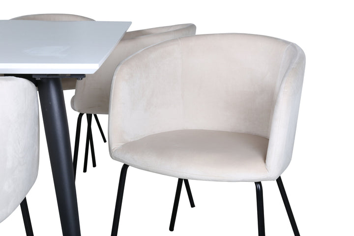 Venture Home Jimmy Dining Table - Black / White HPL+Berit Chair - Black / Beige Velvet_6