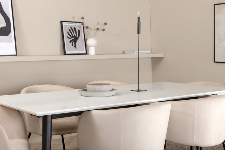 Venture Home Jimmy Dining Table - Black / White HPL+Berit Chair - Black / Beige Velvet_6