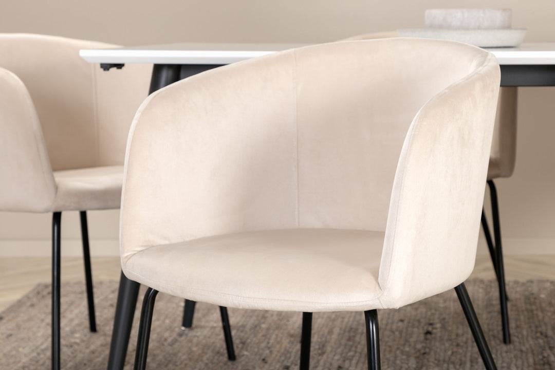 Venture Home Jimmy Dining Table - Black / White HPL+Berit Chair - Black / Beige Velvet_6