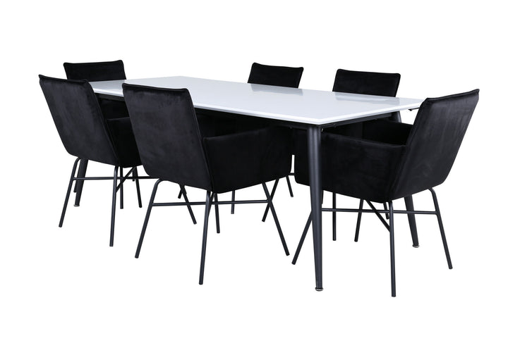 Venture Home Jimmy Dining Table - Black / White HPL+Petra Chair - Black / Black Velvet_6