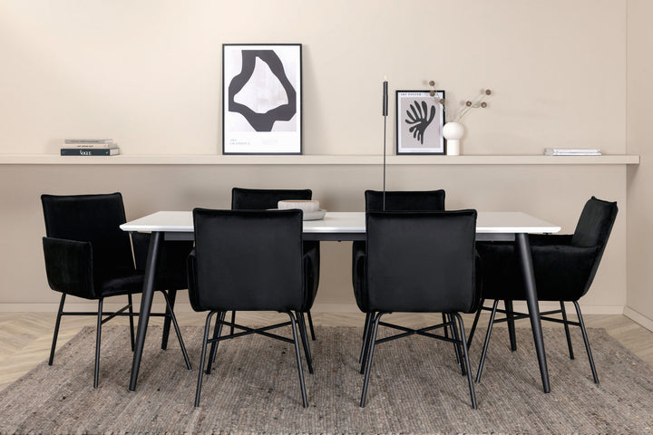Venture Home Jimmy Dining Table - Black / White HPL+Petra Chair - Black / Black Velvet_6