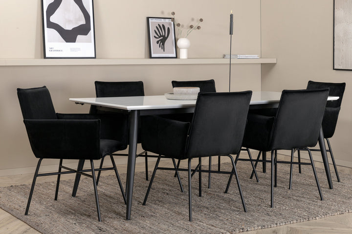 Venture Home Jimmy Dining Table - Black / White HPL+Petra Chair - Black / Black Velvet_6