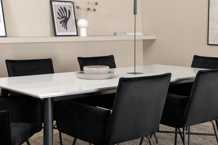 Venture Home Jimmy Dining Table - Black / White HPL+Petra Chair - Black / Black Velvet_6
